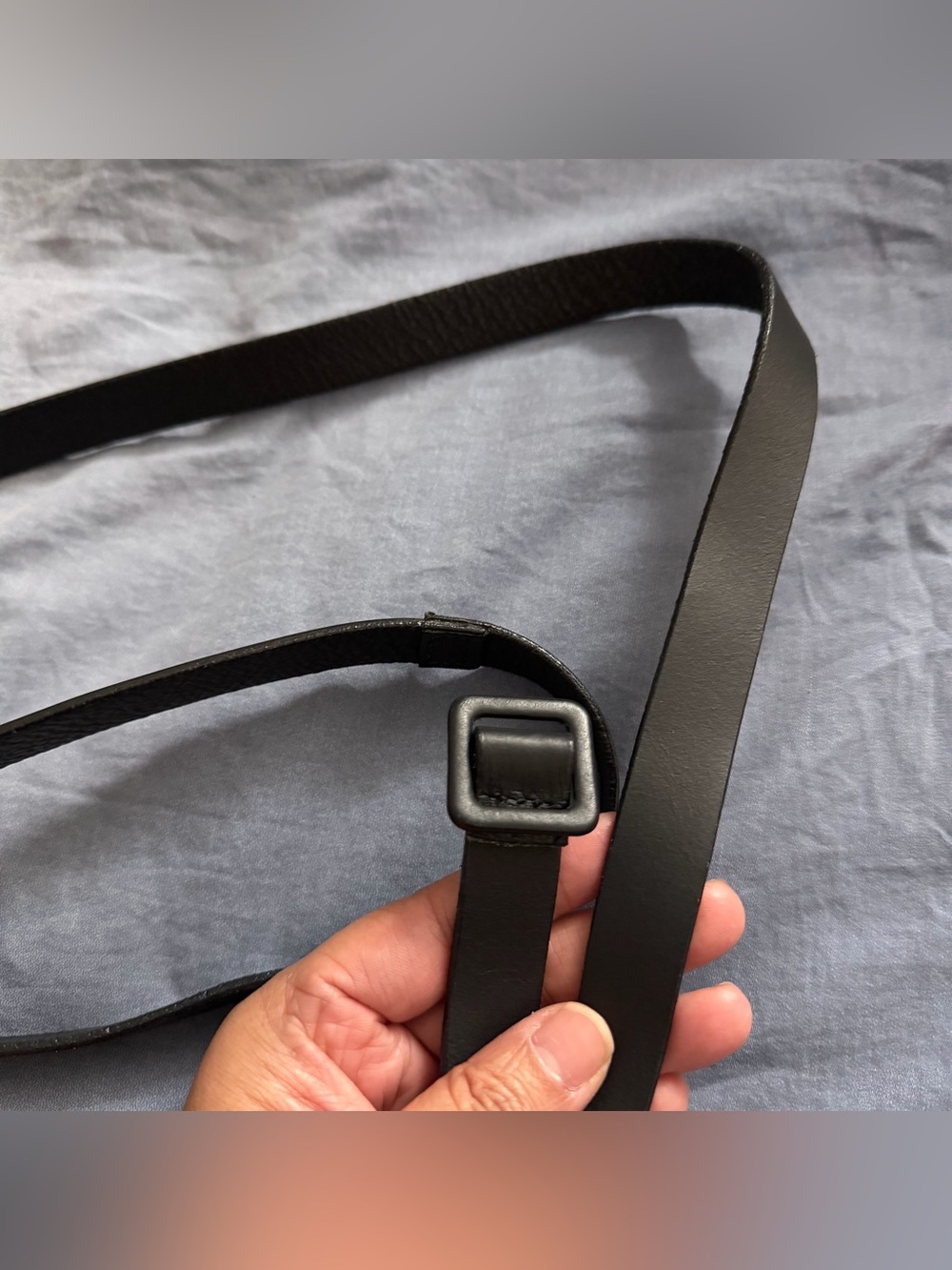 Garnet Hill Black Leather Double Wrap Belt *Made in Canada* minimalist